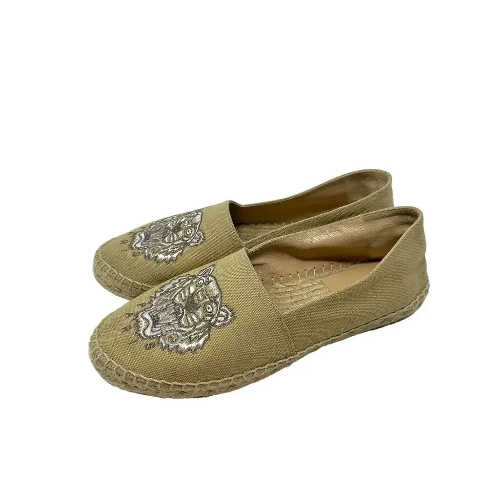 Kenzo Beige Classic Tiger Embroidered‎ Espadrilles Beige Tan Size 38 / US 6.5